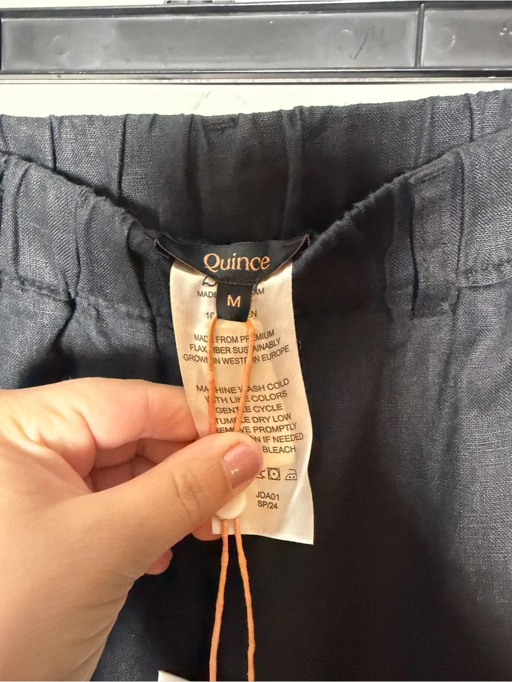 Quince 100% European Linen Pants Black Medium Wide Leg
